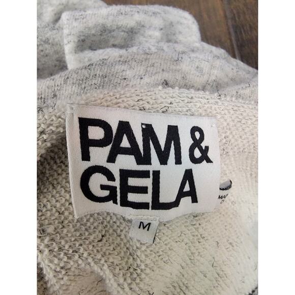 Pam & Gela Hooded Tank Dress Womens Medium Drawstring Stretch Knit Gray - Picture 8 of 8